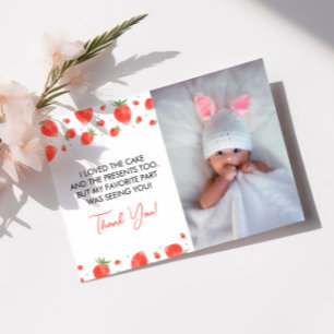 Dankeskarten zum ersten Geburtstagsfoto von Berry Einladung