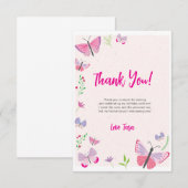 Dankeskarten zum Geburtstag mit rosa Schmetterling Dankeskarte (Vorne/Hinten)