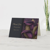 Dankeskarten zur Hochzeit mit dunkler floraler Vio