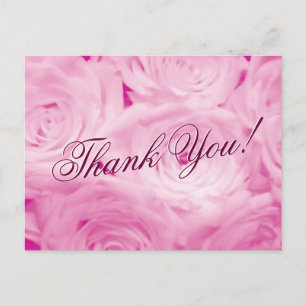 Dankeskarten zur Hochzeit mit rosa Rosenblumen Postkarte