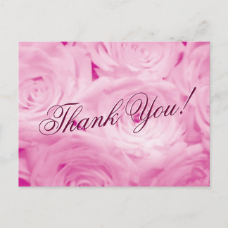 Dankeskarten zur Hochzeit mit rosa Rosenblumen Postkarte