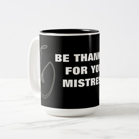 DANKFÄLLIG FÜR IHRE FEHLERHEIT! ZWEIFARBIGE TASSE (Vorderseite Links)