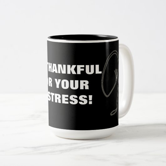 DANKFÄLLIG FÜR IHRE FEHLERHEIT! ZWEIFARBIGE TASSE (VorderseiteRechts)