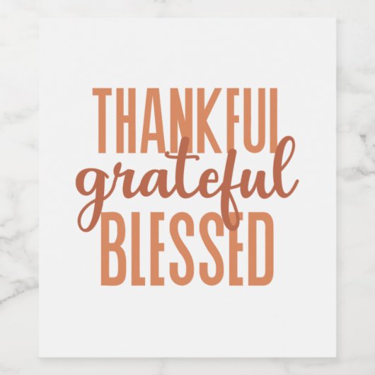 DANKFUL, dankbar, BLESSED Weinetikett (Einzelnes Label)