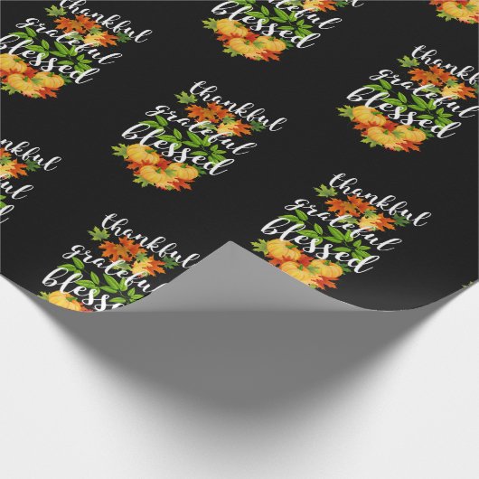 DANKFUL GRATEFUL BLAESSED ERNTEDANK GESCHENKPAPIER (Ecke)