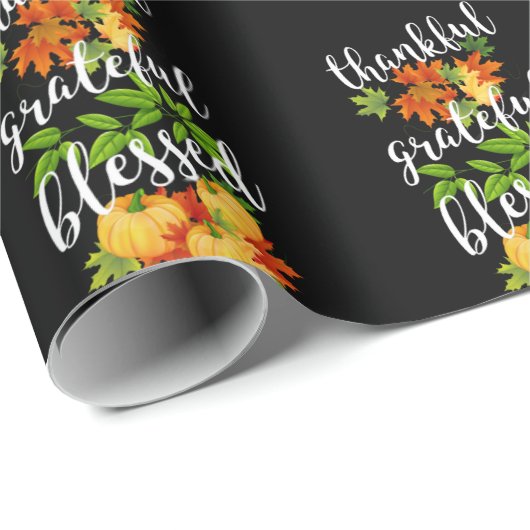 DANKFUL GRATEFUL BLAESSED ERNTEDANK GESCHENKPAPIER (Rolleneckpunkt)