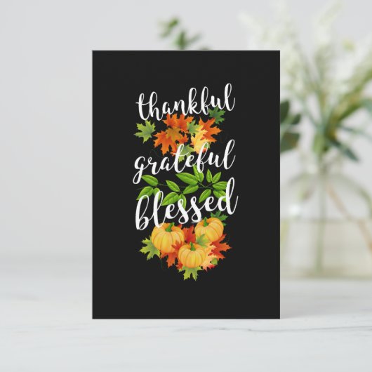 DANKFUL GRATEFUL BLAESSED ERNTEDANK KARTE (Stehend Vorderseite)