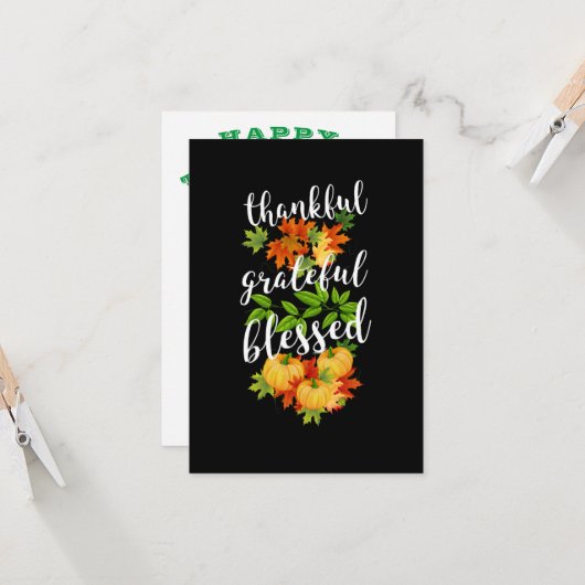 DANKFUL GRATEFUL BLAESSED ERNTEDANK KARTE (Vorderseite/Rückseite Beispiel)