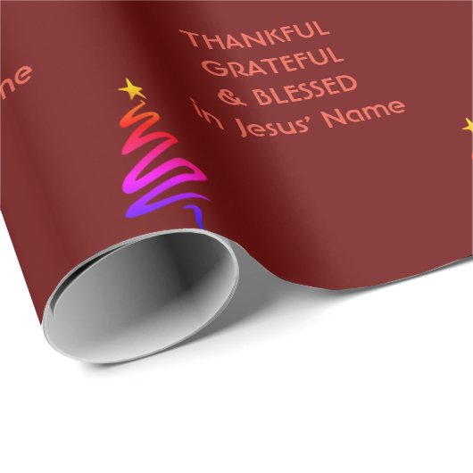 DANKFUL GRATEFUL BLAESSED Jesus Weihnachten Geschenkpapier (Rolleneckpunkt)