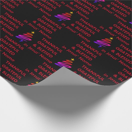 DANKFUL GRATEFUL BLESSEED | Jesus Black| Christmas Geschenkpapier (Ecke)