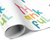 DANKFUL moderne, leuchtend bunte Typografie Geschenkpapier (Rolleneckpunkt)