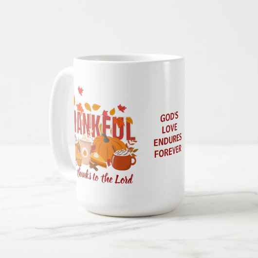 DANKFUL Pumpkin Christlicher Erntedank Kaffeetasse (Vorderseite Links)