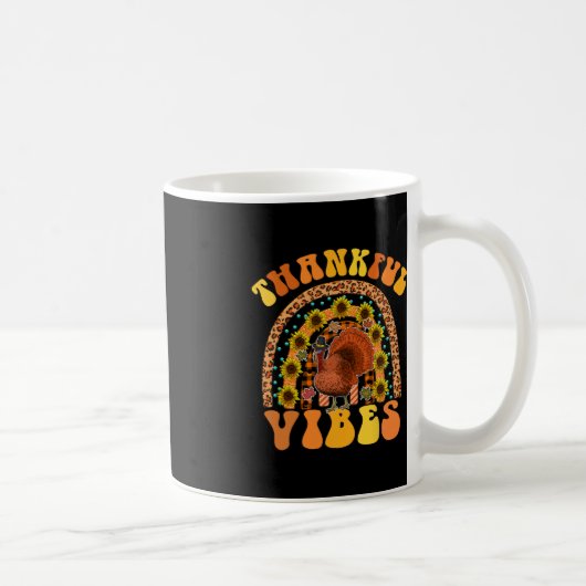 DANKFUL VIBES Rainbow Turkey Fall Retro Groovh Kaffeetasse (Rechts)