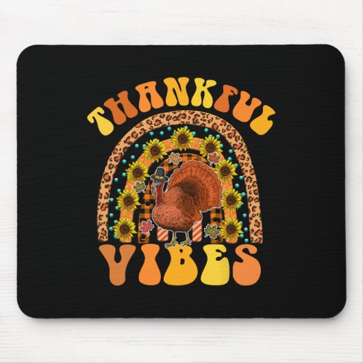 DANKFUL VIBES Rainbow Turkey Fall Retro Groovh Mousepad (Vorne)