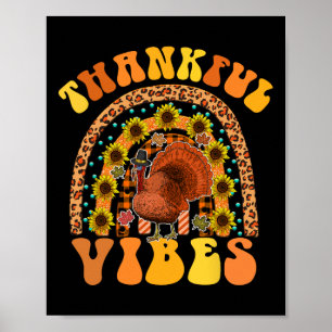 DANKFUL VIBES Rainbow Turkey Fall Retro Groovh Poster