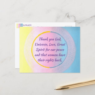 Dankgebet für Frieden und Frauenrechte Postkarte
