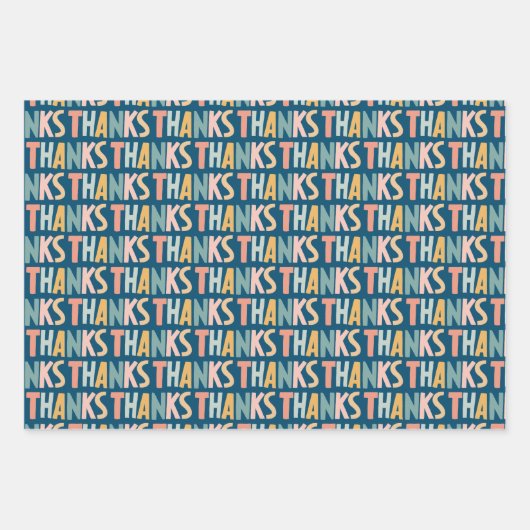 DANKS farbenfrohe Pastel Handlettern Niedliche Ges Geschenkpapier Set (Vorderseite)