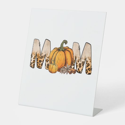 Danksagende Mama Pumpkin Leopart Sockelschild (Vorderseite)