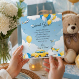 Danksagung für Baby-Party mit Auto und Flugzeug Dankeskarte