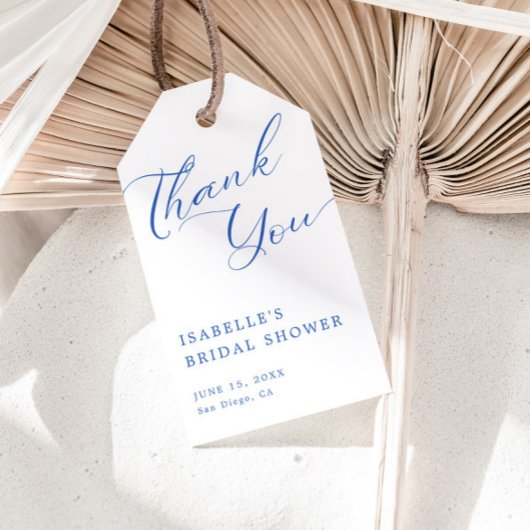 Danksagung Hochzeitsshower Blaue Schrift Geschenkanhänger