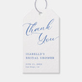 Danksagung Hochzeitsshower Blaue Schrift Geschenkanhänger (Vorderseite)