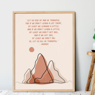 Danksagung Minimalismus Boho Sonne und Berge Poster