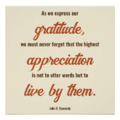 Danksagung von John F. Kennedy Poster (Vorderseite)