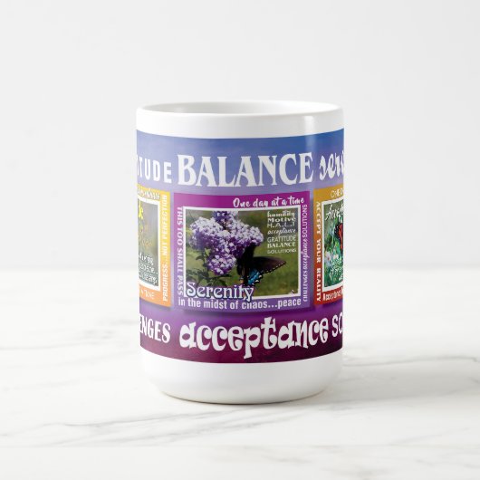 Danksagungs-12-Schritte-Schmetterling-Slogans-Tass Kaffeetasse (Mittel)