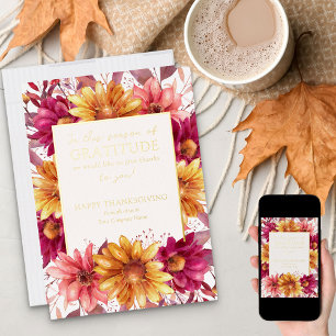 Danksagungs-Saison Herbstflorales Thanksgiving Gol Folien Feiertagskarte