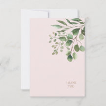Danksagungskarte Hochzeit Foliage Gold Text Blush