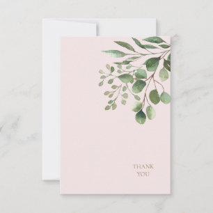 Danksagungskarte Hochzeit Foliage Gold Text Blush Dankeskarte