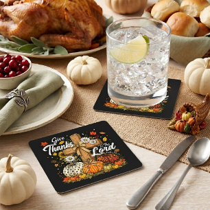 Dankt dem Herrn Herbst Herbstsaison Rechteckiger Pappuntersetzer
