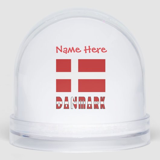 Danmark Dannebrog Red Personalisiert Schneekugeln (Vorderseite)