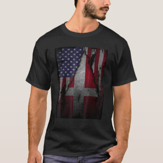 Danmark Flag USA Nordic vesey Vintag Retro DK T-Shirt