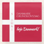 Danmark Grundlovsdag Flag zum dänischen Nationalta Glasuntersetzer (Vorderseite)