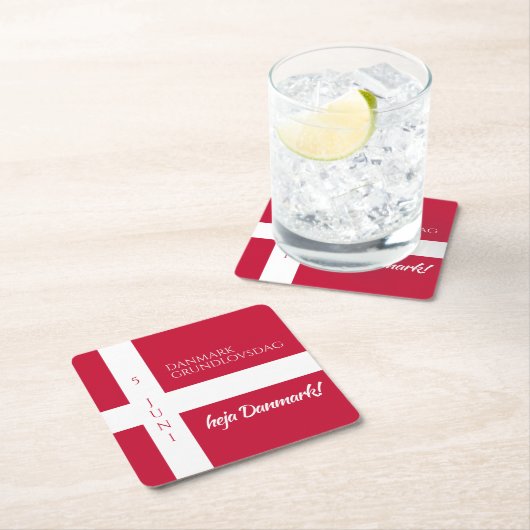 Danmark Grundlovsdag Flag zum dänischen Nationalta Rechteckiger Pappuntersetzer (Vor Ort)