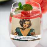 Dann der Wein Whispered Funny Retro 50er Sprichwor Weinglas Ohne Stiel<br><div class="desc">Dieses Design wurde mithilfe von digitaler Kunst erstellt und kann in dem Bereich personalisiert sein, der zur Verfügung gestellt wird, oder indem Sie den Klick wählen, um weitere Optionen anzupassen und den Namen, die Initialen oder die Wörter zu ändern. Sie können auch die Textfarbe und den Textstil ändern oder den...</div>