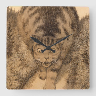 Dann ging Tabby weit und weit weg Quadratische Wanduhr