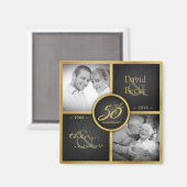 Dann & Jetzt 2016 Elegant Black & Gold 50. Hochzei Magnet (Vorderseite/Rückseite)