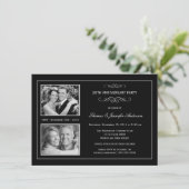 Dann & Jetzt 25. Silver Jubiläum mit 2 Fotos Einladung (Stehend Vorderseite)