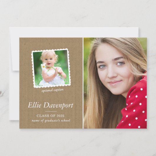 Dann & Jetzt | 2-Foto-Abitur Einladung (Vorderseite)