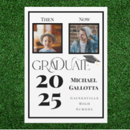 Dann & Jetzt Abschluss 2 Foto Jahr: Bold Graduate Einladung