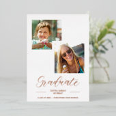 Dann & Jetzt Abschluss Zwei benutzerdefinierte Fot Folieneinladung (Stehend vorne)