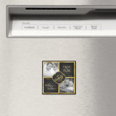Dann & Jetzt Elegante Schwarz und Gold 50. Hochzei Magnet (In Situ (Geschirrspüler))
