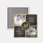 Dann & Jetzt Elegante Schwarz und Gold 50. Hochzei Magnet (Vorderseite/Rückseite)