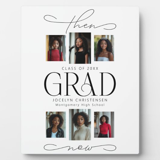 Dann & Jetzt Foto Collage Abschluss Keepake Fotoplatte (Vorderseite)