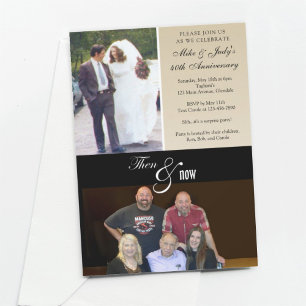 Dann & Jetzt Fotos Hochzeitstag Party Einladung