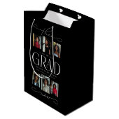 Dann & Jetzt Grad Foto Collage Abschluss Mittlere Geschenktüte (Rückseite Schrägansicht)