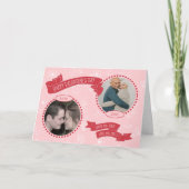 Dann & Jetzt Valentine Couple Doodles Foto/Datum Karte (Vorderseite)