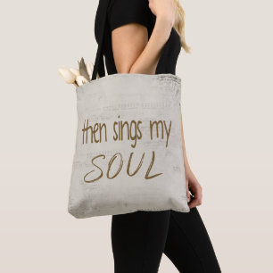 "Dann singt mein Soul" Text auf Notenschrift Tasche